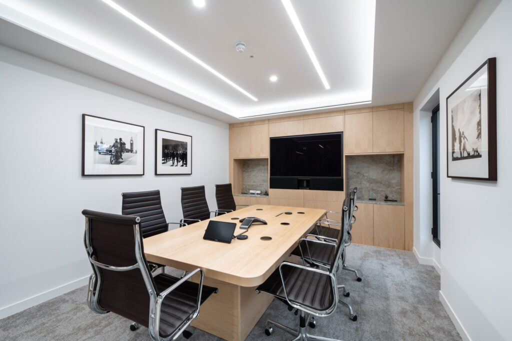 Office meeting room with media wall.
